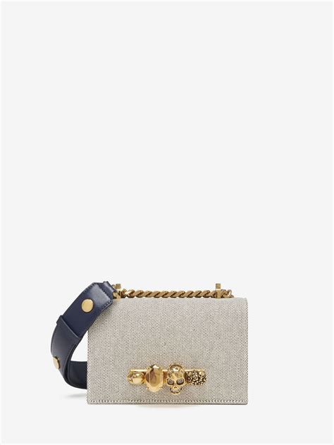 The Biker Mini Jewelled Satchel Grey/Navy.